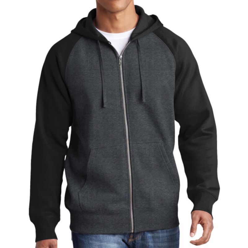 Raglan Colorblock Full Zip Hooded Fleece Jacket Thumbnail