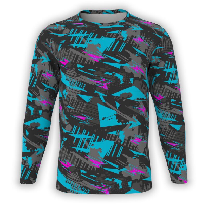 Electric Blue Crosshatch  Long Sleeve Thumbnail