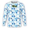 Ocean Blue Hexagon Leaves Long Sleeve Thumbnail